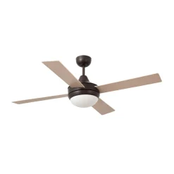 FARO BARCELONA Loftsventilator Icaria L med lysebrun/mahogni