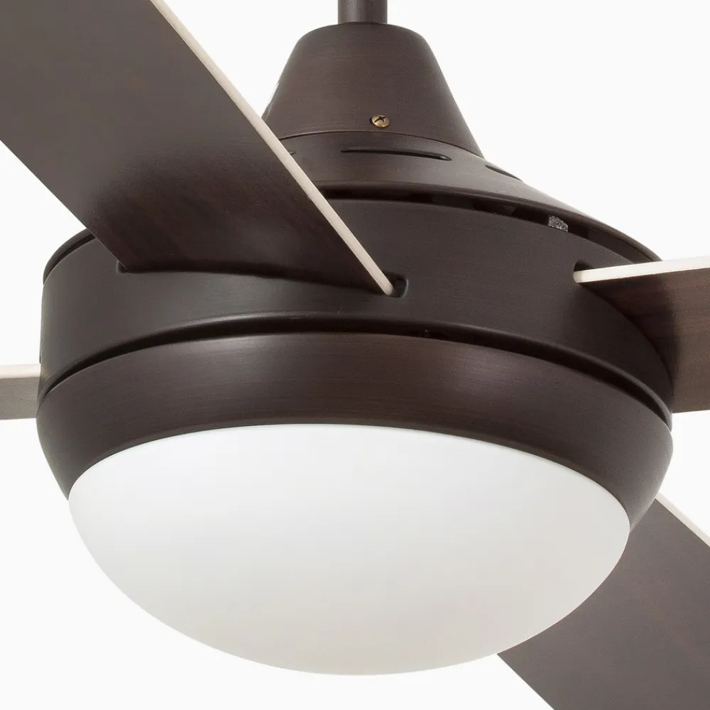 FARO BARCELONA Loftsventilator Icaria L med lysebrun/mahogni