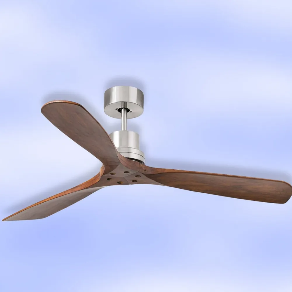 FARO BARCELONA Loftsventilator Lantau fjernbetjening, valnød/stål