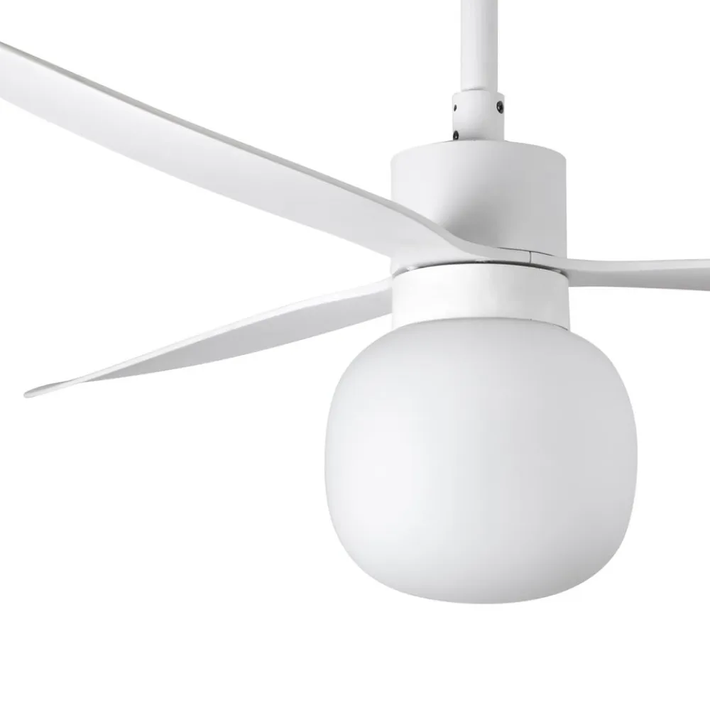 FARO BARCELONA Loftventilator Amelia Ball, LED-lampe, hvid