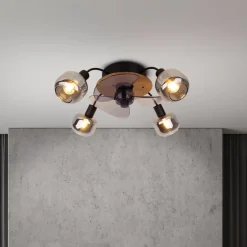 Näve Loftventilatorer>Loftventilator Fumoso, 4 E14 røgglaslys