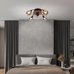 Näve Loftventilatorer>Loftventilator Fumoso, 4 E14 røgglaslys