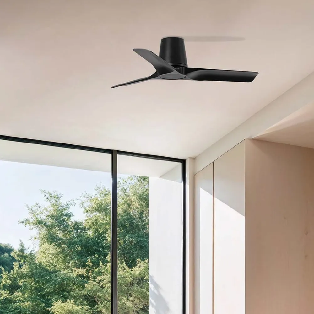 FARO BARCELONA Loftventilatorer>Loftventilator Hey S, sort, DC-motor, støjsvag, Ø 90 cm