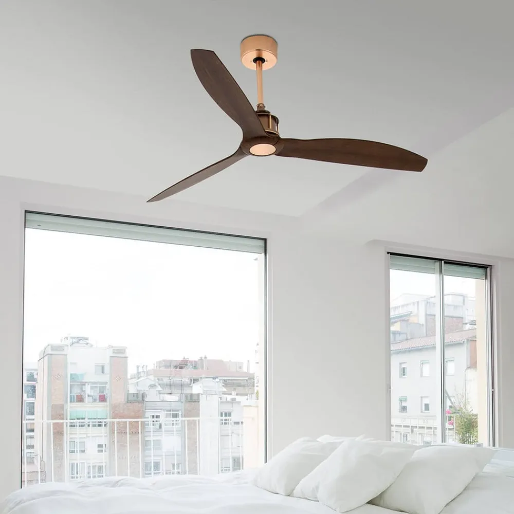 FARO BARCELONA Loftventilator Just Fan kobber valnød