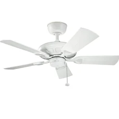 KICHLER Loftventilatorer>Loftventilator Kevlar 42 IP44, hvid, Ø 107 cm