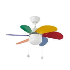 FARO BARCELONA Loftventilator Palao S med lys, flerfarvet