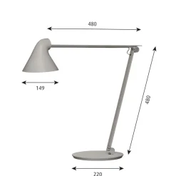 Louis Poulsen NJP-bordlampe fod 2.700 K lysegrå