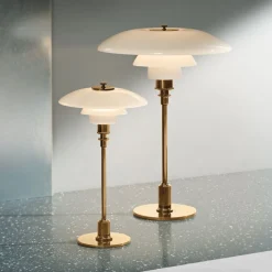 PH 2/1 bordlampe, messing-hvid^Louis Poulsen Best