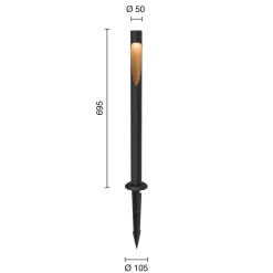 Louis Poulsen Vejlampe 827 70cm sort jordlampe 24V