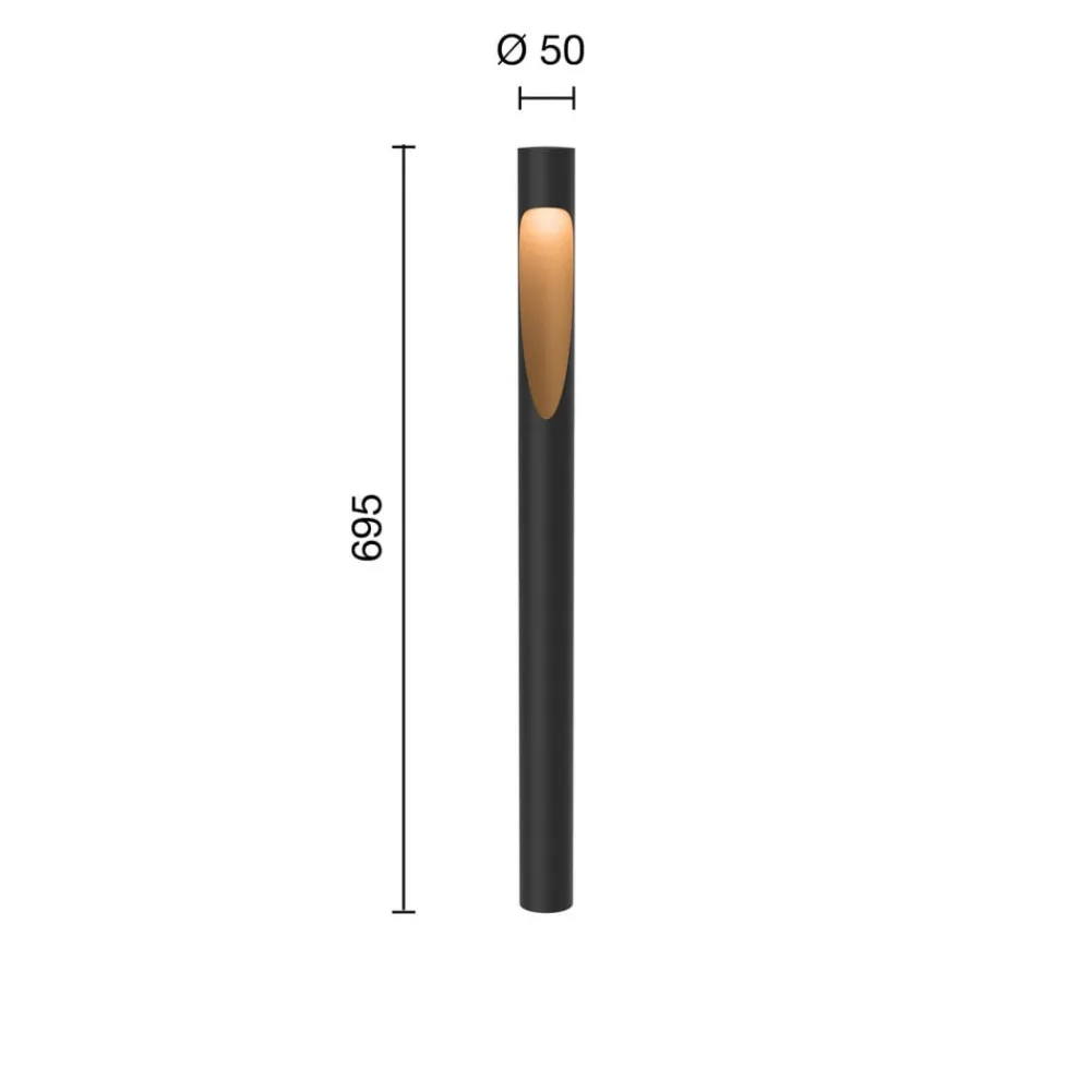 Louis Poulsen Vejlampe 827 70cm sort jordlampe 24V