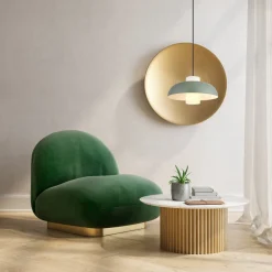 Lowe pendellampe, mat grøn, Ø 38 cm, metal^Globo Clearance