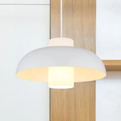 Lowe pendellampe, mat hvid, Ø 38 cm, metal^Globo