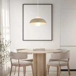 Globo Lowe pendellampe, sandfarvet mat, Ø 38 cm, metal