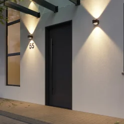 Lucande Væglamper>Almos udendørs LED-væglampe, kantet, 2 lk.