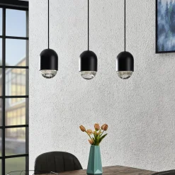 Amielle pendellampe, 3 lyskilder, sort^Lucande