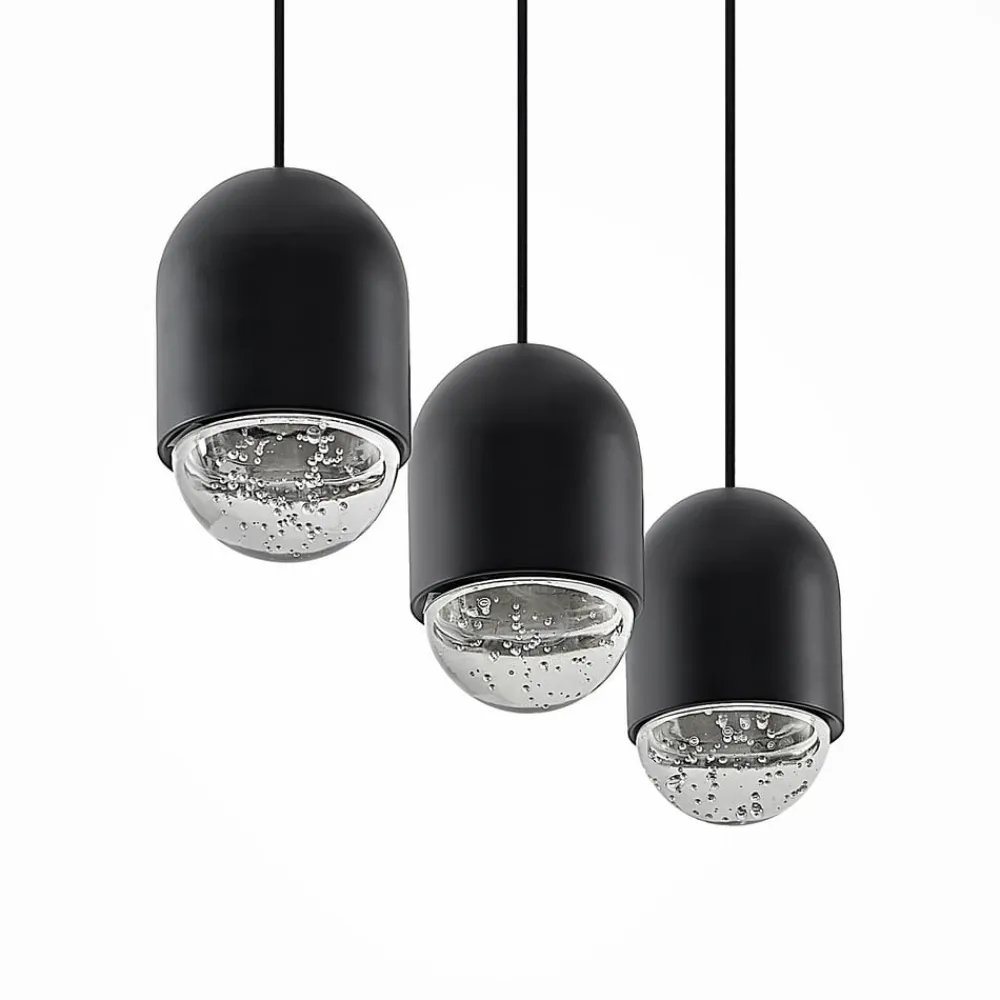 Amielle pendellampe, 3 lyskilder, sort^Lucande