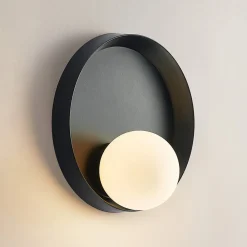 Lucande Andelina væglampe, rund, sort