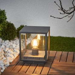 Lucande Sokkellamper>Annalea sokkellampe, 55 cm, antracit, IP54