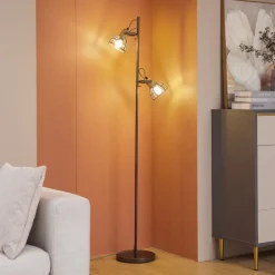 Lindby Lucande Arinthea gulvlampe, 2-lys, sort, stål, E14