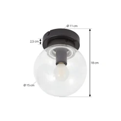 Badolo loftslampe, sort, glas, Ø 15 cm, IP44^Lucande Discount