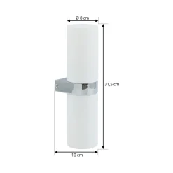 Lucande Basolo væglampe til badeværelset, krom, højde 31,5 cm, glas, IP44