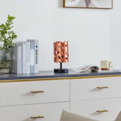 Lucande bordlampe Aeloria, kobber, jern, Ø 12 cm, E27