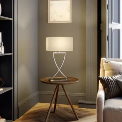 bordlampe Evaine, krom/hvid, metal, 66 cm, E27^Lucande Sale