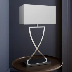 bordlampe Evaine, krom/hvid, metal, 66 cm, E27^Lucande Sale