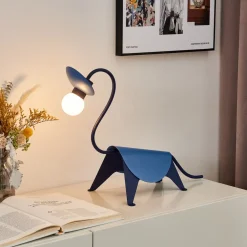 Lucande bordlampe Idalina, Dino, blå, stål, 44 cm