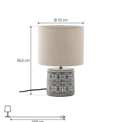 bordlampe Thalorin, 36,5 cm, sort/hvid, keramik^Lucande Discount
