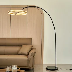 buelampe Yekta, messingfarvet, 183 cm, dæmpbar^Lucande Discount