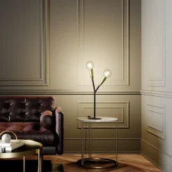 Carlea bordlampe, 2 lyskilder sort-messing^Lucande Clearance