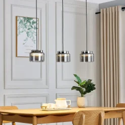 Lucande Diano hængelampe, røggrå, 3 lyskilder