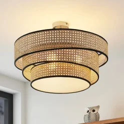 Elowen loftlampe, Ø 56 cm, rattan, bambus^Lucande Discount