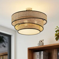 Elowen loftlampe, Ø 56 cm, rattan, bambus^Lucande Discount