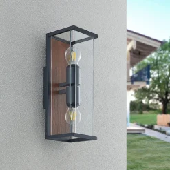 Lucande Væglamper>Elwin væglampe, kantet, 2 lyskilder