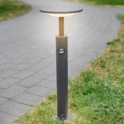 Fenia LED-vejlampe, 60 cm, sensor, IP54, antracit^Lucande Clearance