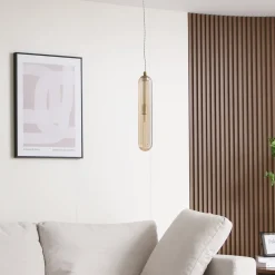 Lucande Pendellamper>Freylin pendel, 1-lys, rav, glas, 6 cm