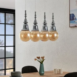Lucande Pendellamper>Gesja pendellampe, 4 lyskilder, lang, krom