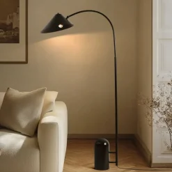 Lucande Pendellamper|Gulvlamper>gulvlampe Alviero, 157 cm, sort, metal, marmor