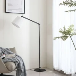 gulvlampe Caelia, sort, tekstil, justerbar^Lucande New