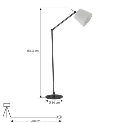 gulvlampe Caelia, sort, tekstil, justerbar^Lucande New