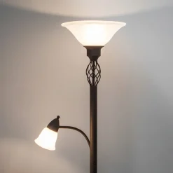 Lucande Gulvlampe Dunja, hvid/rust, metal, læselampe