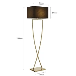 gulvlampe Evaine, messing/sort, 155 cm, E27^Lucande Sale