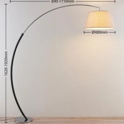 gulvlampe Evelyna, grå/sort, metal, 192 cm^Lucande Discount
