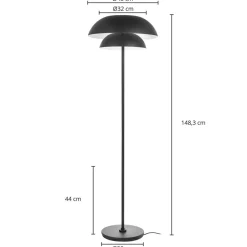 Lucande gulvlampe Kellina, 151 cm, sort, metal, E27