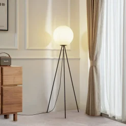 Lucande Gulvlamper|Gulvlamper>gulvlampe Kestralia, hvid, glas, Ø 35 cm, E27