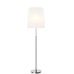gulvlampe Pordis, 155 cm, krom, hvid, metal, tekstil^Lucande