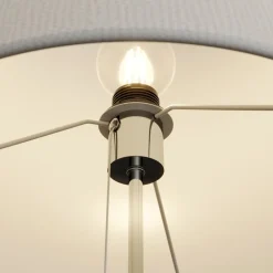 gulvlampe Pordis, 155 cm, krom, hvid, metal, tekstil^Lucande