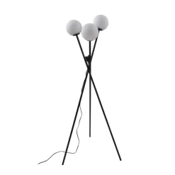 gulvlampe Visata, sort, glas, 3-lys, stativ^Lucande